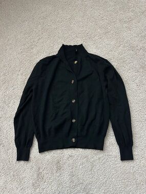 Black Button-Front Women's Sweater Cardigan